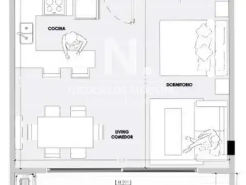 Departamento Monoambiente con 1 baño