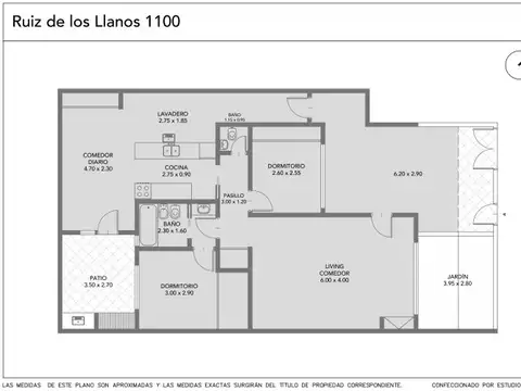 Depto Tipo Casa 3 ambientes con 1 baño