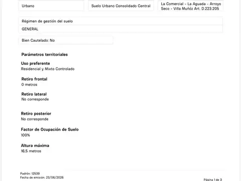 VENTA DEPOSITO PADRON UNICO LA COMERCIAL