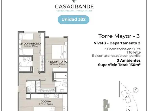 Departamento en Venta de 3 ambientes