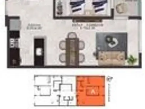 Departamento 2 ambientes con 1 baño