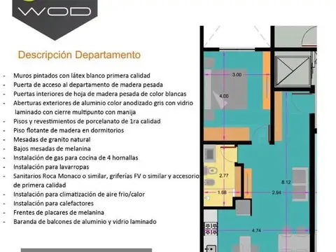Departamento en Venta de 2 ambientes