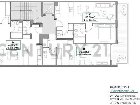 Departamento en Venta de 3 ambientes