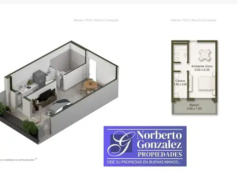 Departamento en Venta de 1 dormitorio