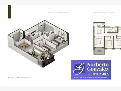 Departamento 2 ambientes con 1 baño