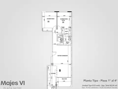 Departamento 3 ambientes con 2 baños