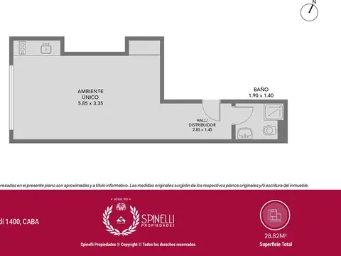 Departamento en Venta de 1 dormitorio
