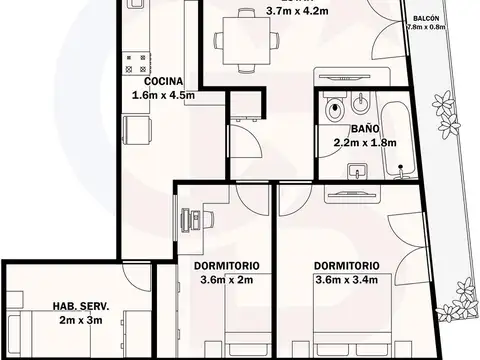 Departamento en Venta de 3 ambientes