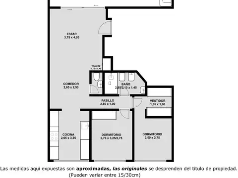 Departamento 3 ambientes con 2 baños