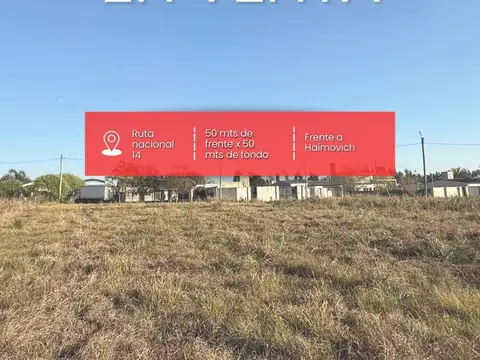 VENDO. Terreno sobre Ruta Nacional 14, Entre Ríos.