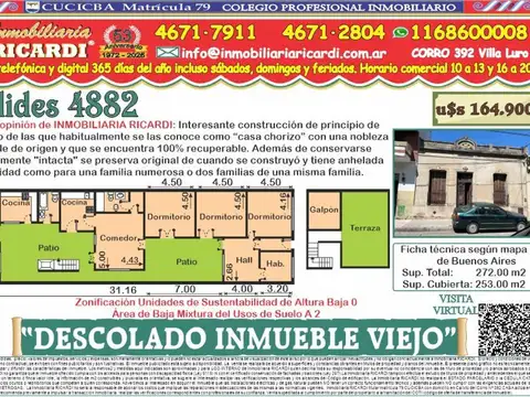 DESCOLADO INMUEBLE VIEJO - Casa chorizo 100% recuperable