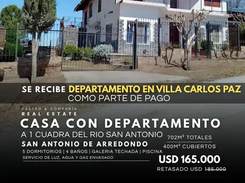 Venta Casa y Departamento En San Antonio De Arredondo Con Vista A Las Sierras y Pileta