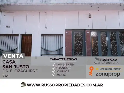 Venta casa San Justo 4 ambientes