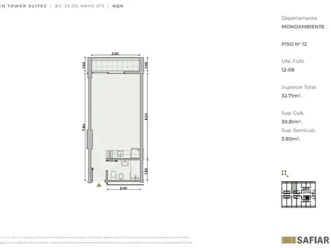 Monoambiente en venta- Green Tower Suites, Neuquén