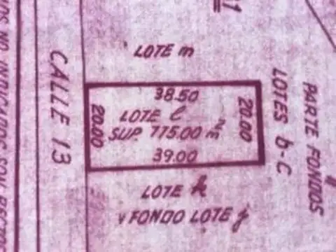 Terreno en Venta 20  mts Frente