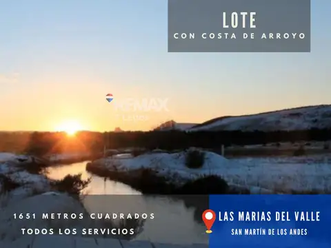 LOTE CON COSTA DE ARROYO EN LAS MARIAS DEL VALLE