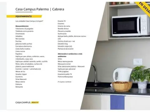 Departamento Monoambiente con 1 baño