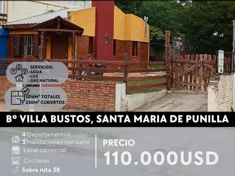 LOCAL COMERCIAL Y COMPLEJO TURÍSTICO EN 1200M² DE TERRENO SOBRE RUTA 38 SANTA MARIA DE PUNILLA