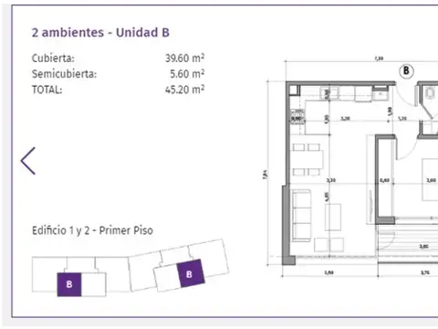 Departamento en Alquiler de 2 ambientes