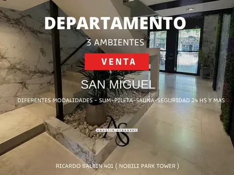 Departamento 3 ambientes de categoría en San Miguel centro