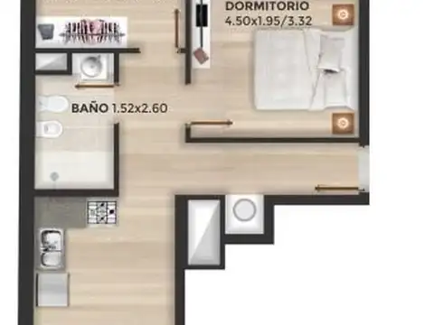 Departamento 3 ambientes con 1 baño