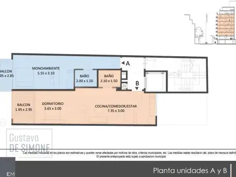 Departamento Monoambiente con 1 baño