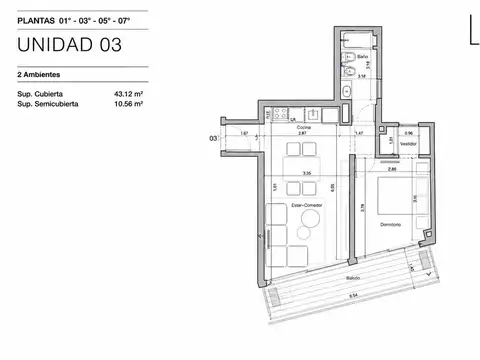 Departamento en Venta de 2 ambientes