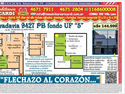 FLECHAZO AL CORAZÓN... pintoresco PH 4 amb. + patio + tza