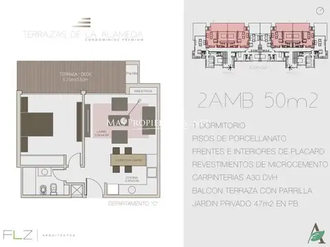 Venta Departamento c/ cochera en La alameda 1 Dormitorio Canning 100