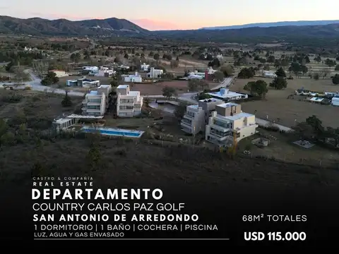 Venta Departamento De Categoría 1 Dormitorio C/Cochera Y Pileta En Country Carlos Paz Golf
