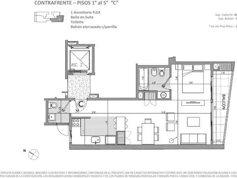 Departamento en Venta de 1 dormitorio