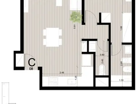 Departamento en Venta de 1 dormitorio