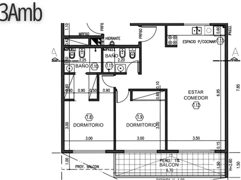 Departamento en Venta de 3 ambientes