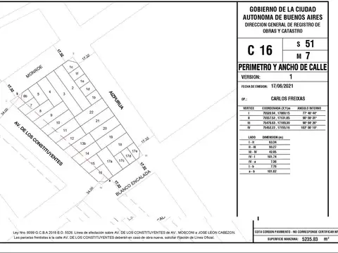 Terreno en Venta en Villa Urquiza, USD 265.000