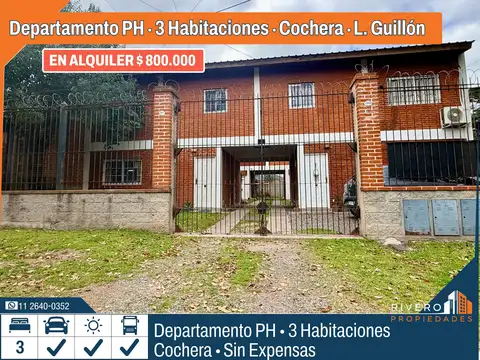 Alquiler - Departamento PH 3 Habitaciones - L. Guillón