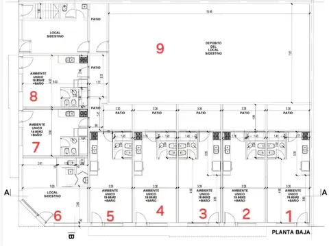 Depto Tipo Casa 2 ambientes con 1 baño