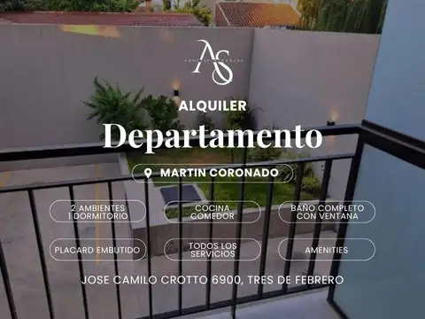 ALQUILER DEPTO 2 AMB - MARTIN CORONADO