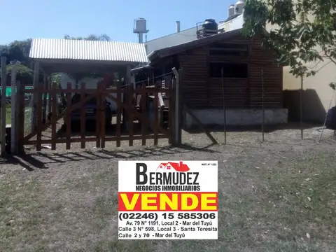 Cabaña venta 3 ambientes Santa Teresita calle 12 entre 43 y 44