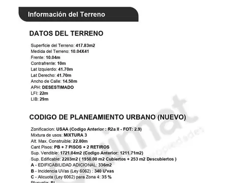 Terreno en Venta de 417,0 m2