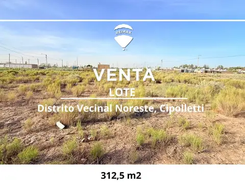 VENTA LOTE EN DISTRITO VECINAL NORESTE CIPOLLETTI