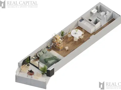 Departamento Monoambiente con 1 baño