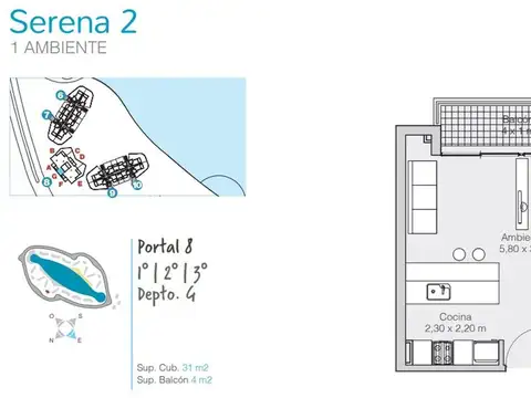 Departamento en Venta de 1 dormitorio