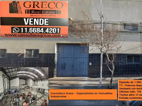 Depósito en Venta - Logística o taller fabril 1.500 m2 cubiertos en excelente estado - Lanús -