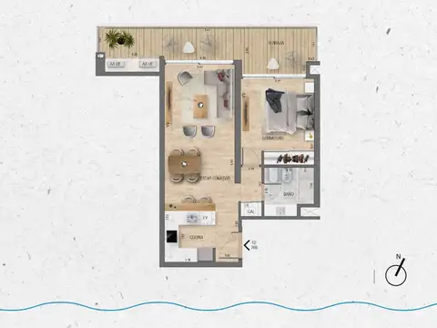 VENTA Apartamento 1 dormitorio Lago Calcagno