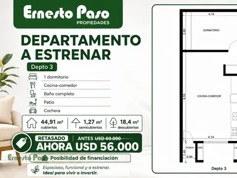 Departamento en Venta con 1 cocheras