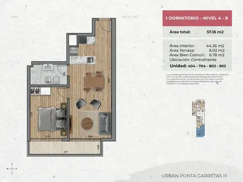 VENTA Apartamento de 1 dormitorio PUNTA CARRETAS