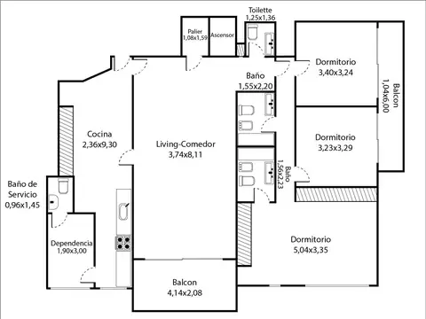 Departamento en Venta de 4 ambientes