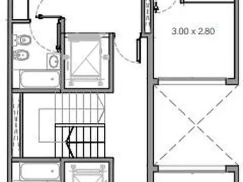 Departamento Monoambiente con 1 baño