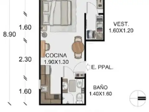 Departamento en Venta de Monoambiente