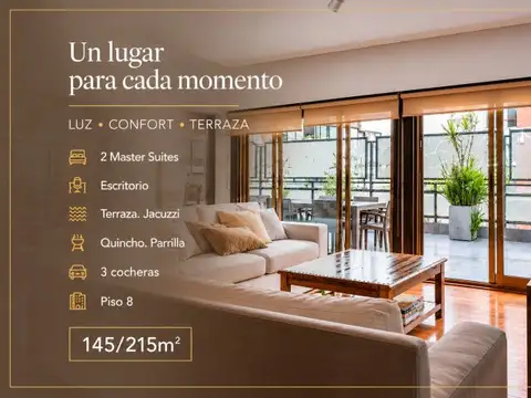 Gran balcón aterrazado. Jacuzzi· Quincho. Parrilla· 2 Master Suites.  Escritorio· 3 cocheras fi...